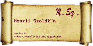 Meszli Szolón névjegykártya